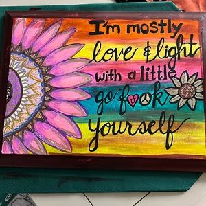 Hand painted wooden plaque 10x14”